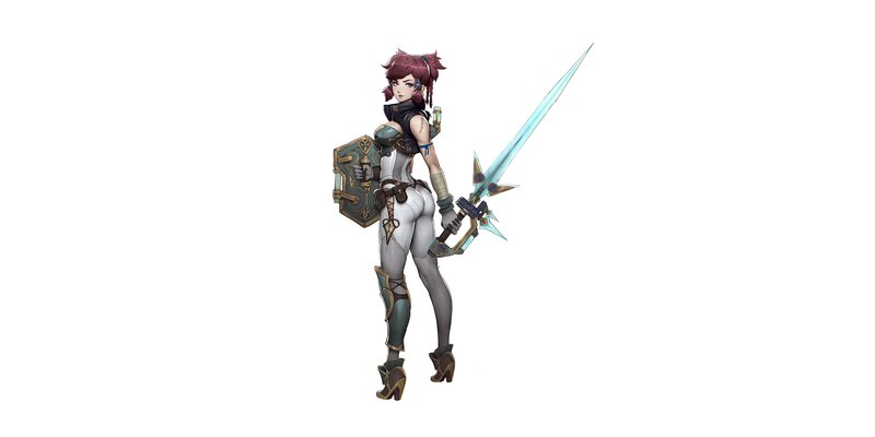 Female Warrior Character — White, Confident, Digital Art