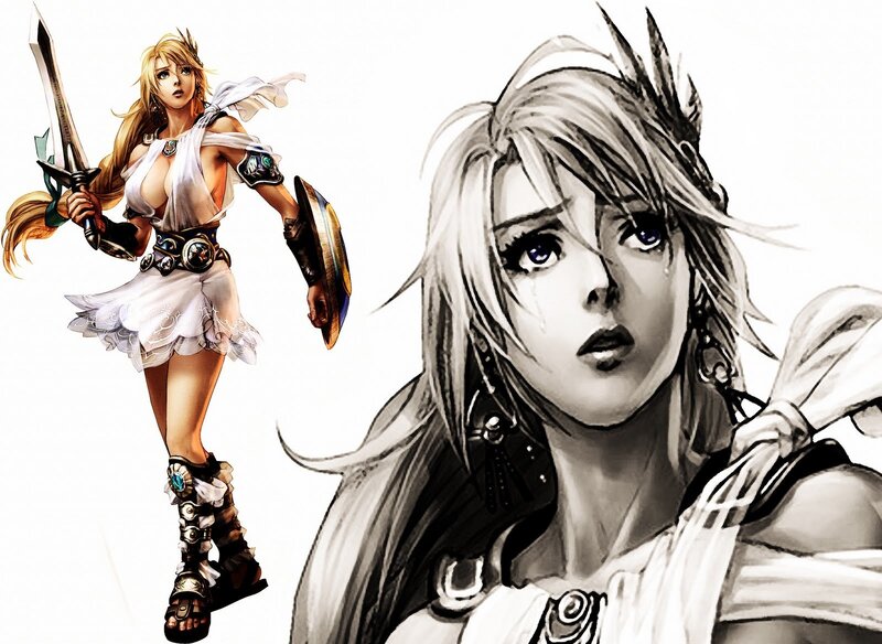 Female Warrior Character — White, Dramatic, Digital Art