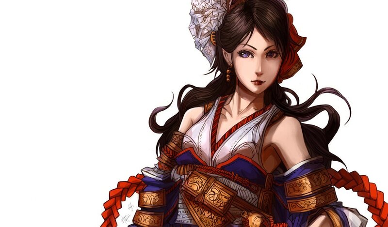 Female Warrior Character — White, Serious, Digital Art