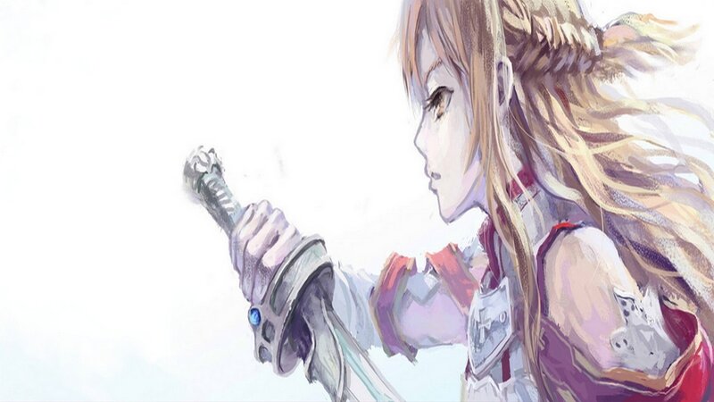 Female Warrior Holding Sword — White