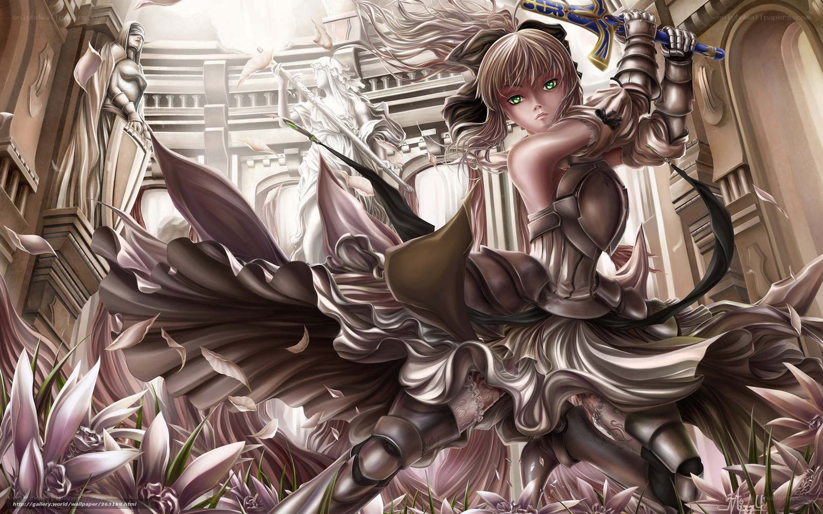 female warrior in a castle