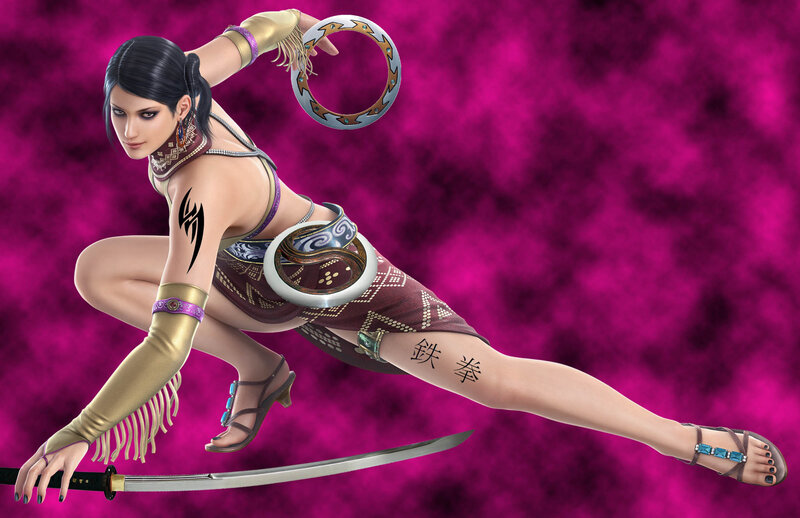 Female Warrior in Action Pose — Magenta