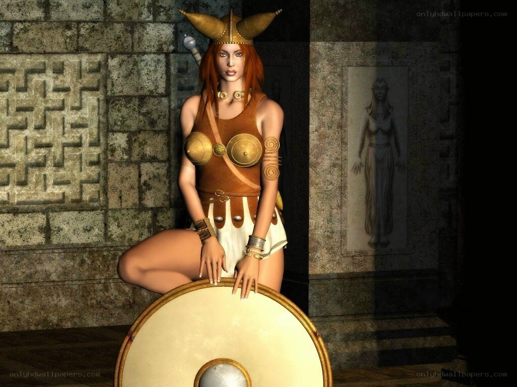 female warrior in ancient armor