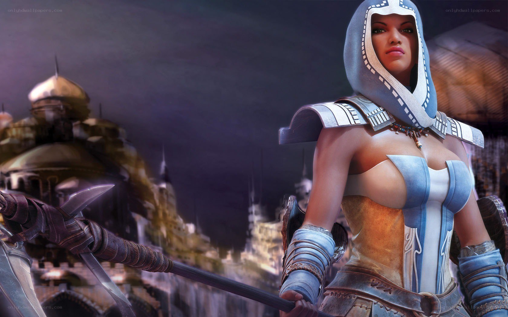 female warrior in ancient armor