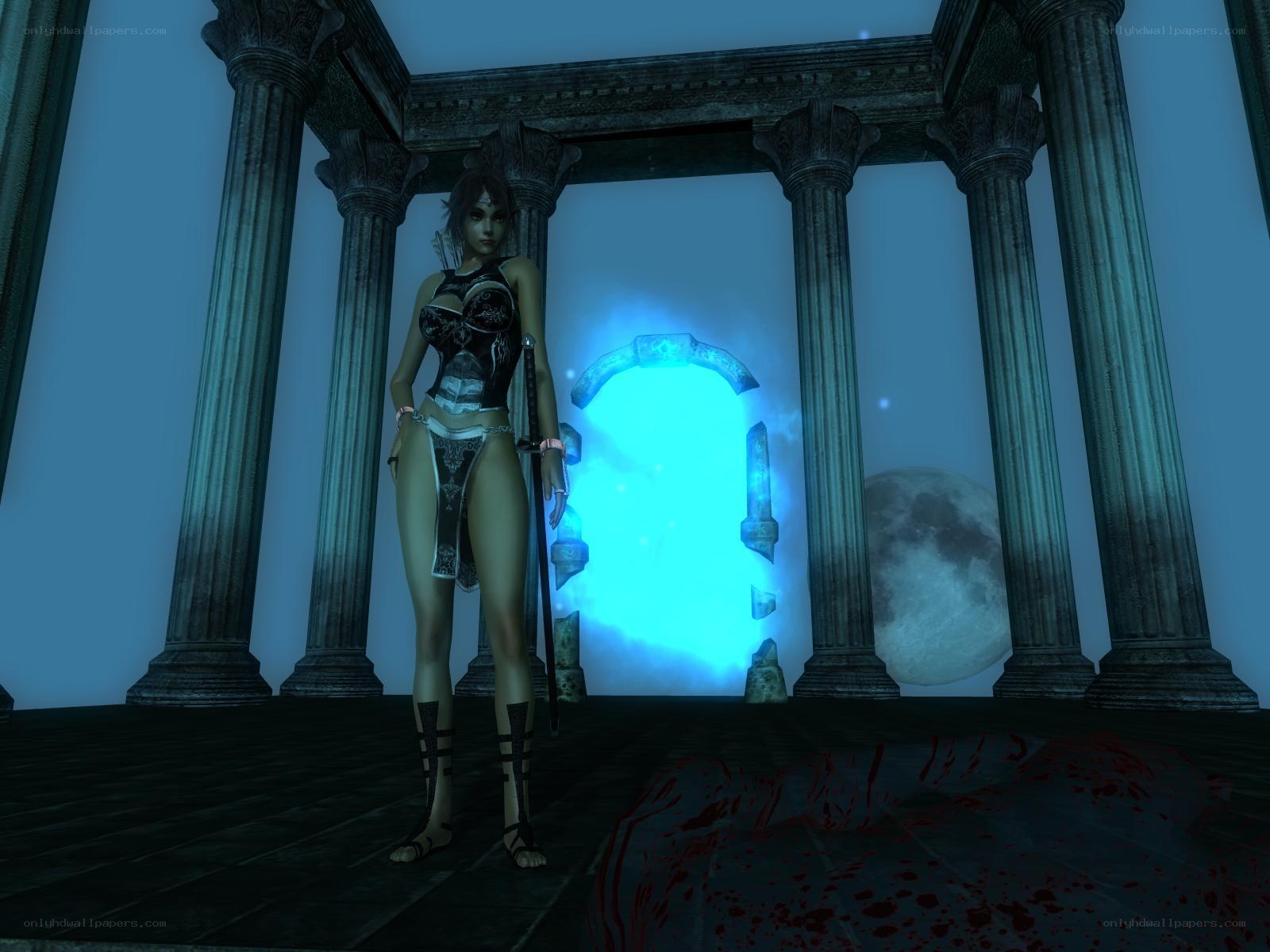 female warrior in ancient temple
