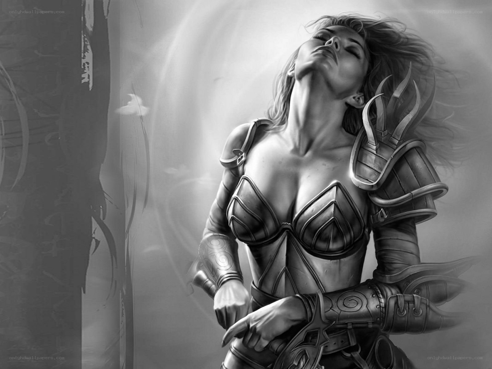 female warrior in armor