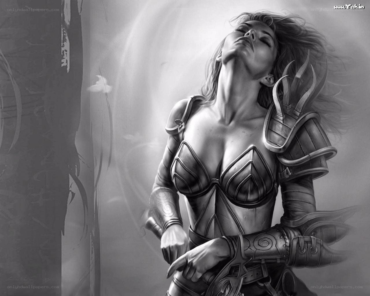 female warrior in armor