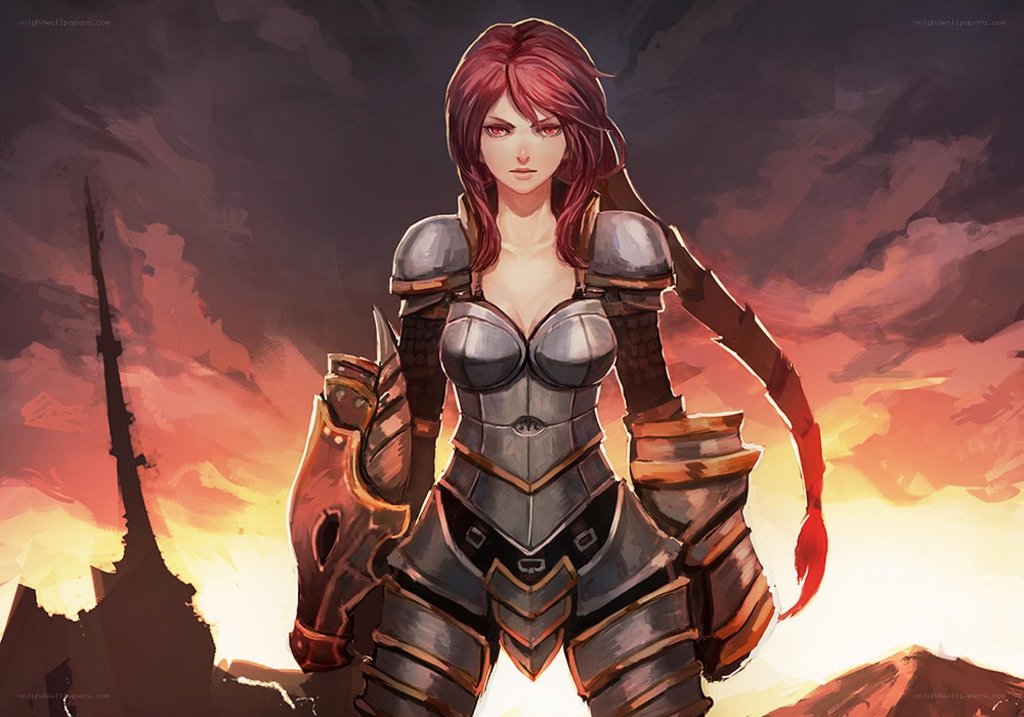 female warrior in armor