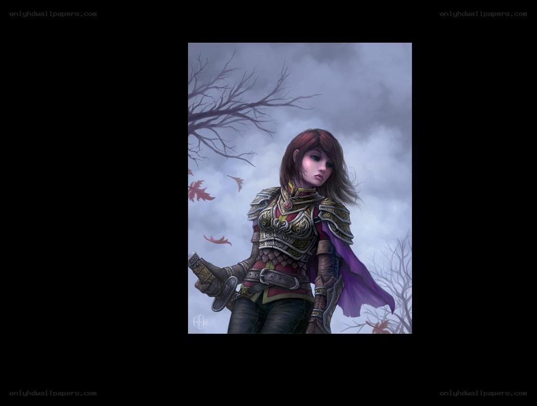 female warrior in armor