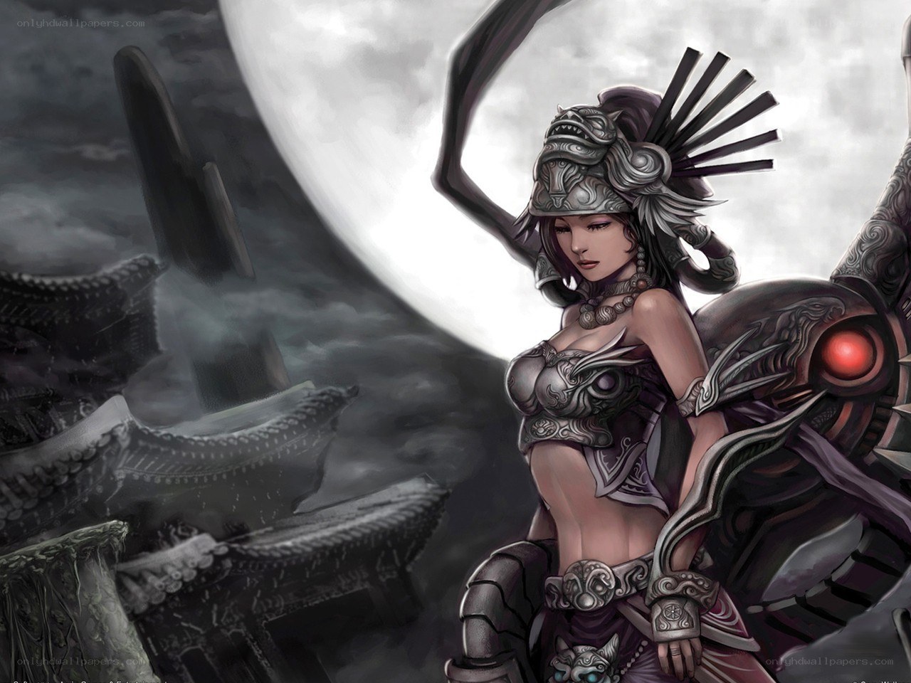 female warrior in armor