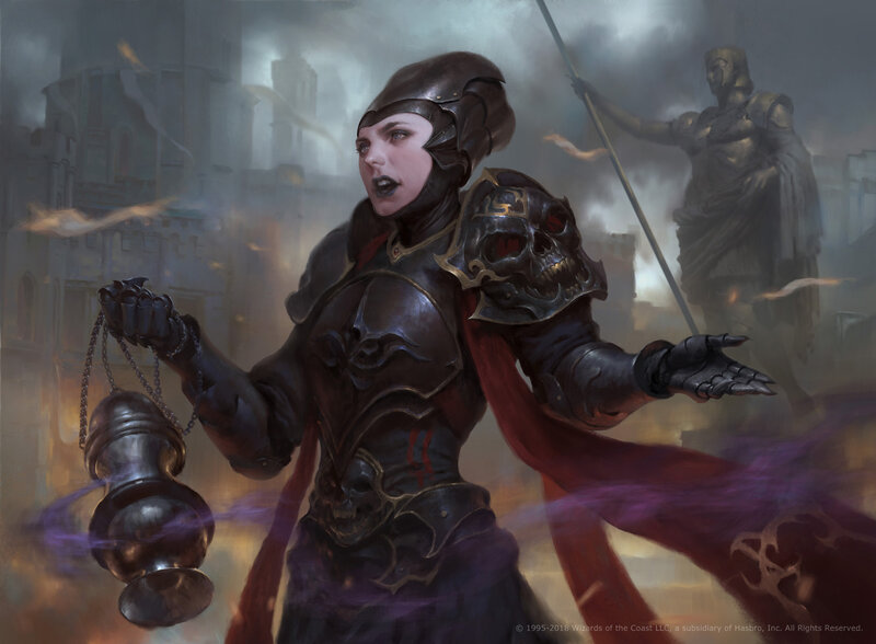 Female Warrior in Armor — Black, Dramatic, Digital Art, Skull Armor