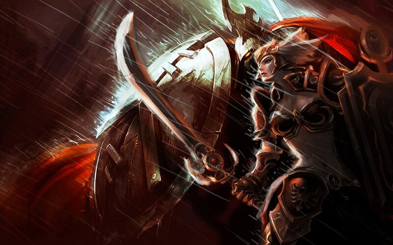 Female Warrior in Armor — Black, Dramatic, Digital Art, Sword, Shield, Red Cape
