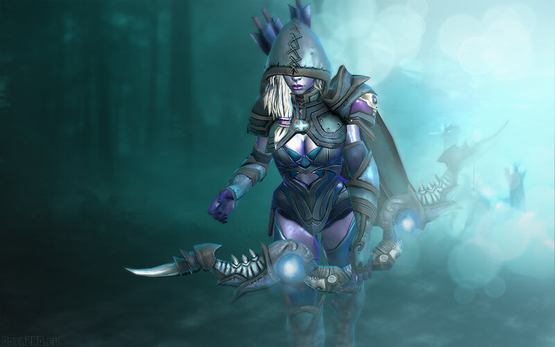 Female Warrior in Armor — Blue, Dramatic, Digital Art, Sword, Forest