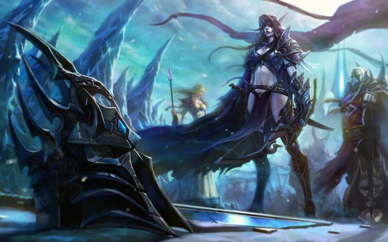 Female Warrior in Armor — Blue, Dramatic, Winter, Digital Art, Ice Crystals