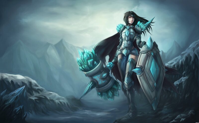 Female Warrior in Armor — Blue, Dramatic, Winter