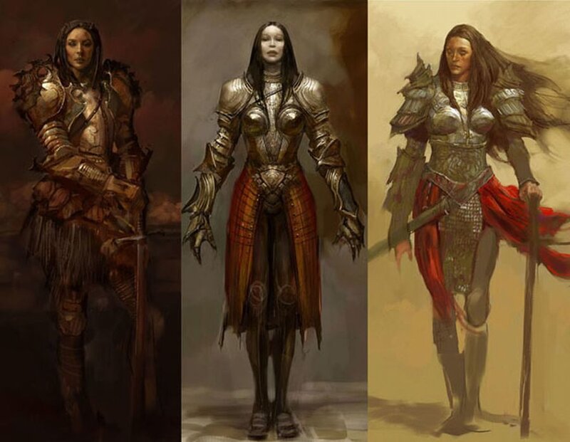 Female Warrior in Armor — Brown, Dramatic, Digital Art