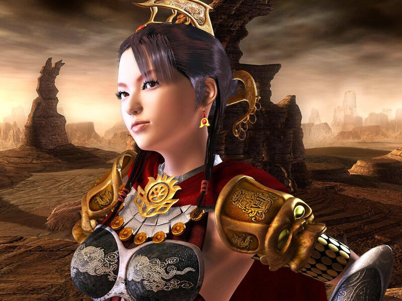 Female Warrior in Armor — Brown, Dramatic, Sunset, 3d Render, Desert Landscape