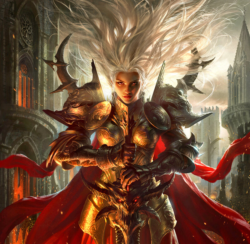 Female Warrior in Armor — Gold, Dramatic, Afternoon