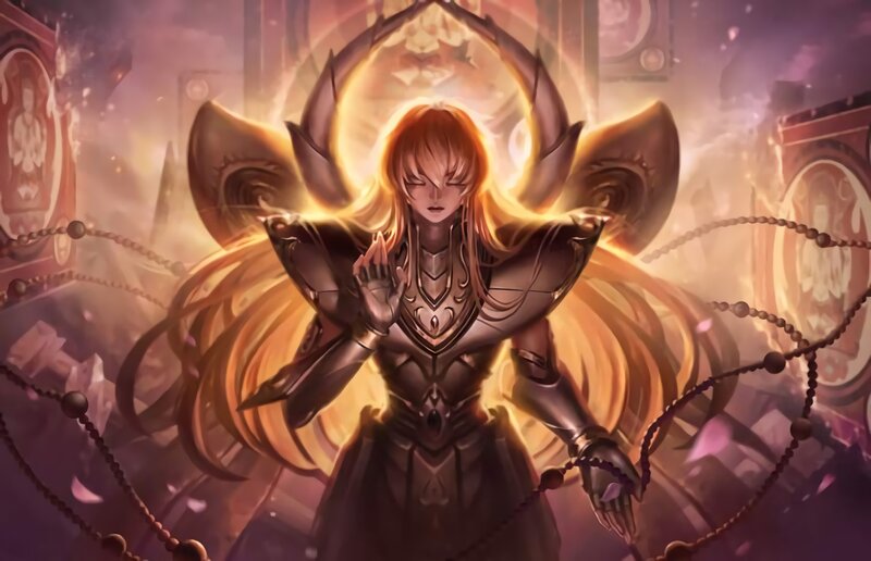 Female Warrior in Armor — Gold, Dramatic, Digital Art, Wings