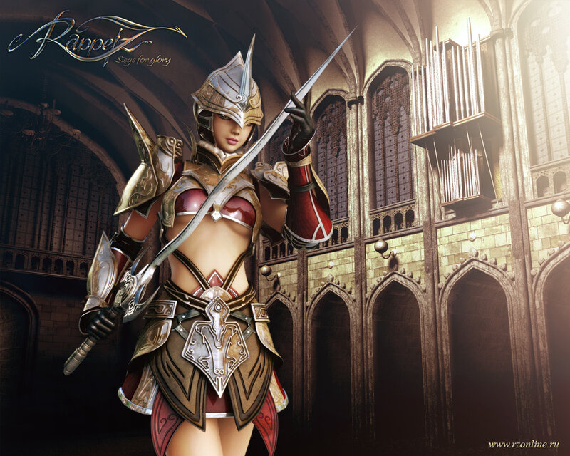 Female Warrior in Armor — Gold, Dramatic