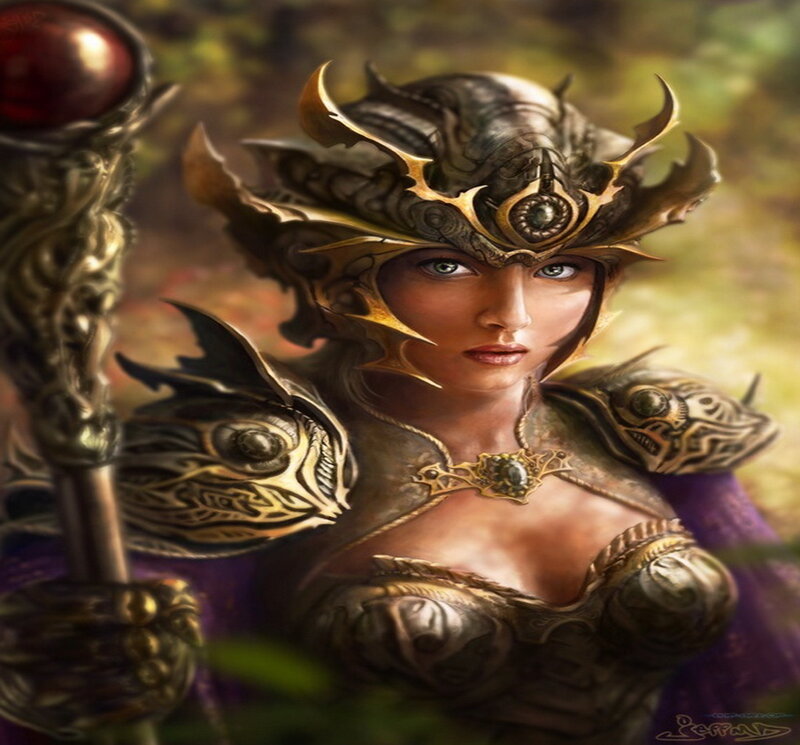 Female Warrior in Armor — Gold