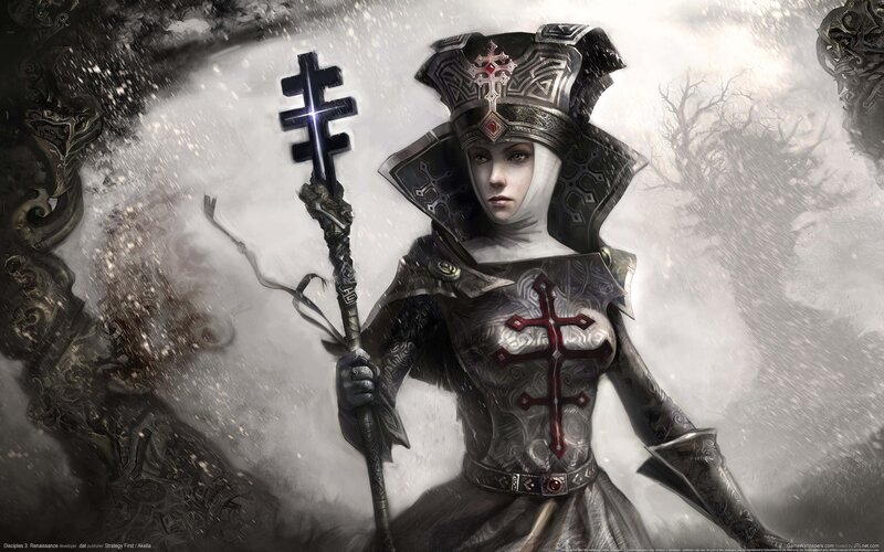 Female Warrior in Armor — Gray, Dramatic, Winter