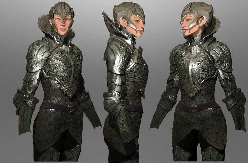 Female Warrior in Armor — Gray, Neutral, 3d Render