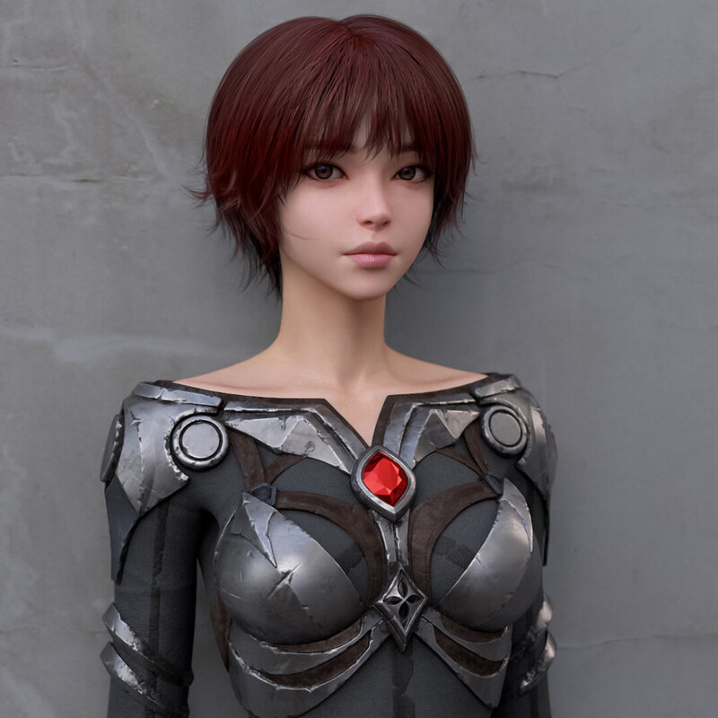 Female Warrior in Armor — Gray, Neutral