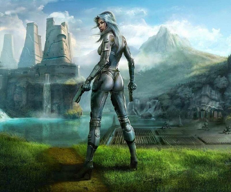 Female Warrior in Armor — Green, Dramatic, Afternoon