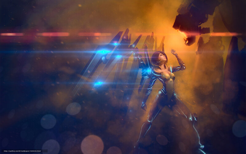 Female Warrior in Armor — Orange, Dramatic, Digital Art, Mech