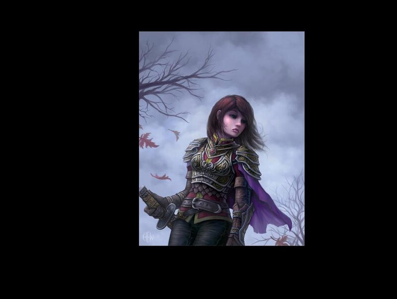 Female Warrior in Armor — Purple, Dramatic, Autumn