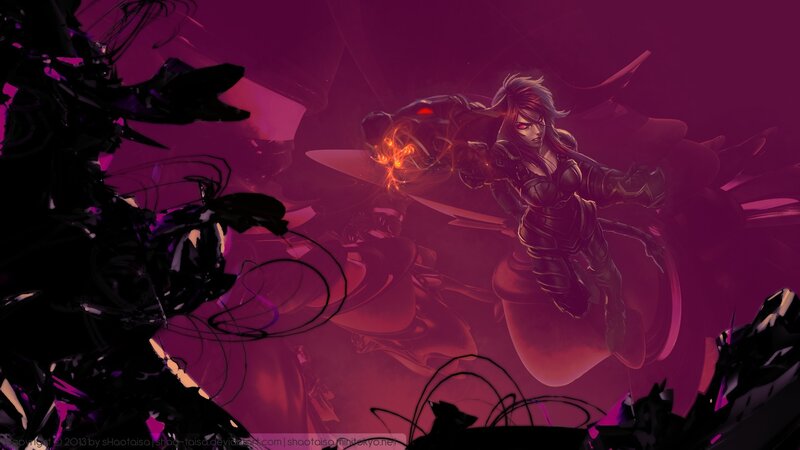 Female Warrior in Armor — Purple, Dramatic, Digital Art, Energy Ball