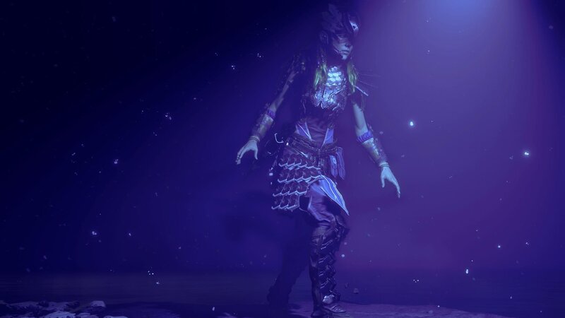 Female Warrior in Armor — Purple, Dramatic, Night, 3d Render
