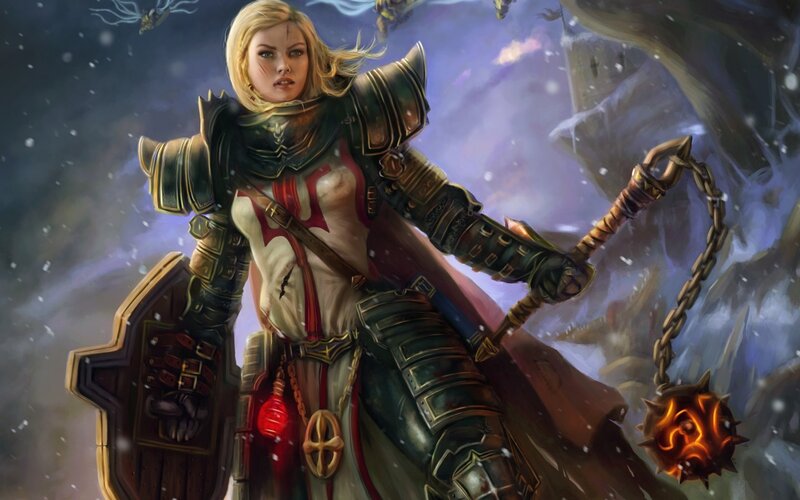 Female Warrior in Armor — Purple, Dramatic, Winter