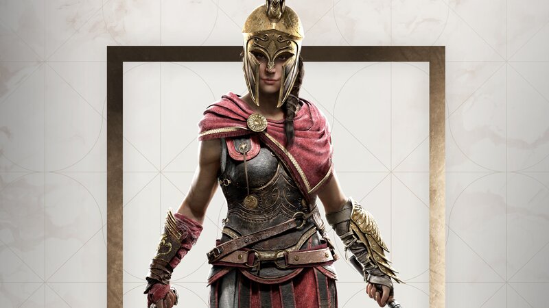 Female Warrior in Armor — Red, Serious