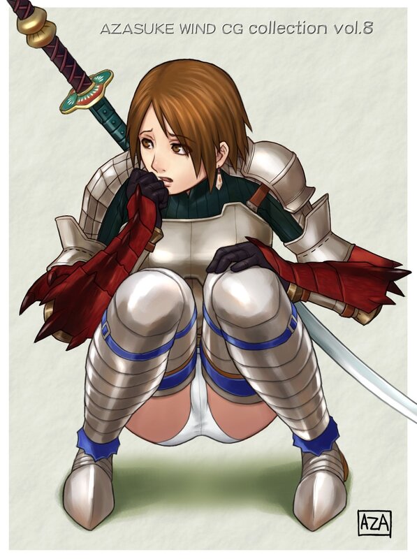 Female Warrior in Armor — Silver, Dramatic, Digital Art, Sword, Red Scarf, Brown