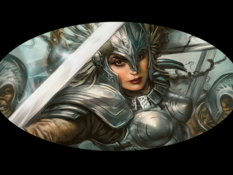 Female Warrior in Armor — Silver