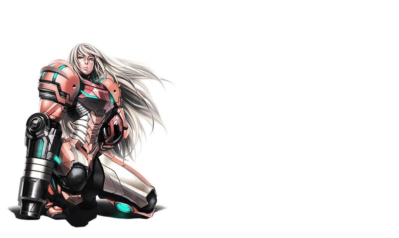 Female Warrior in Armor — White, Dramatic, Digital Art, Long White Hair, Mech Suit