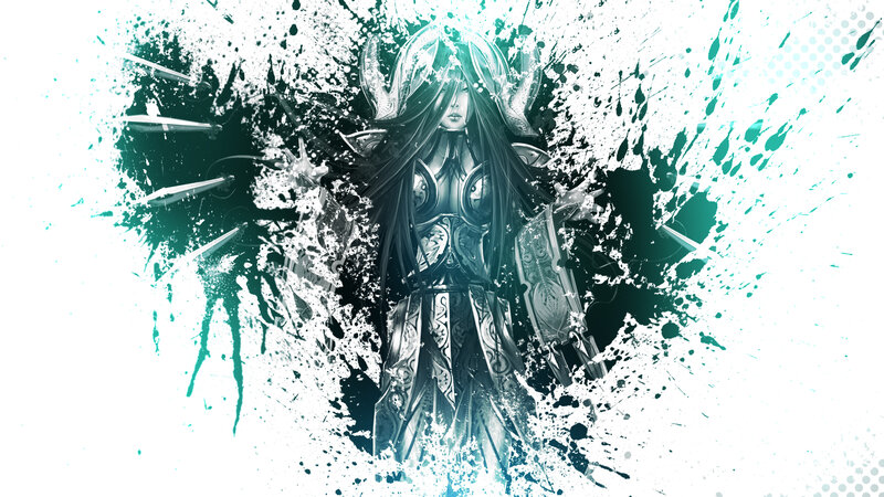 Female Warrior in Armor — White, Dramatic, Digital Art
