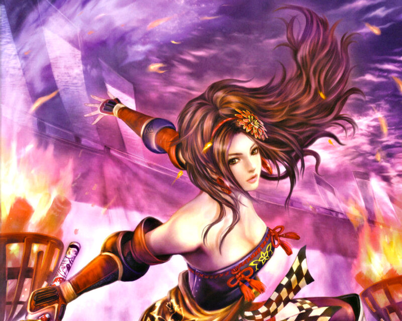 Female Warrior in Battle — Purple, Dramatic