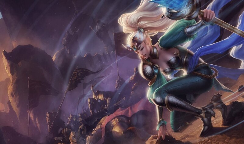 Female Warrior in Battle — Purple