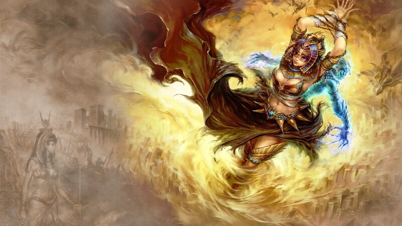 Female Warrior in Battle — Yellow
