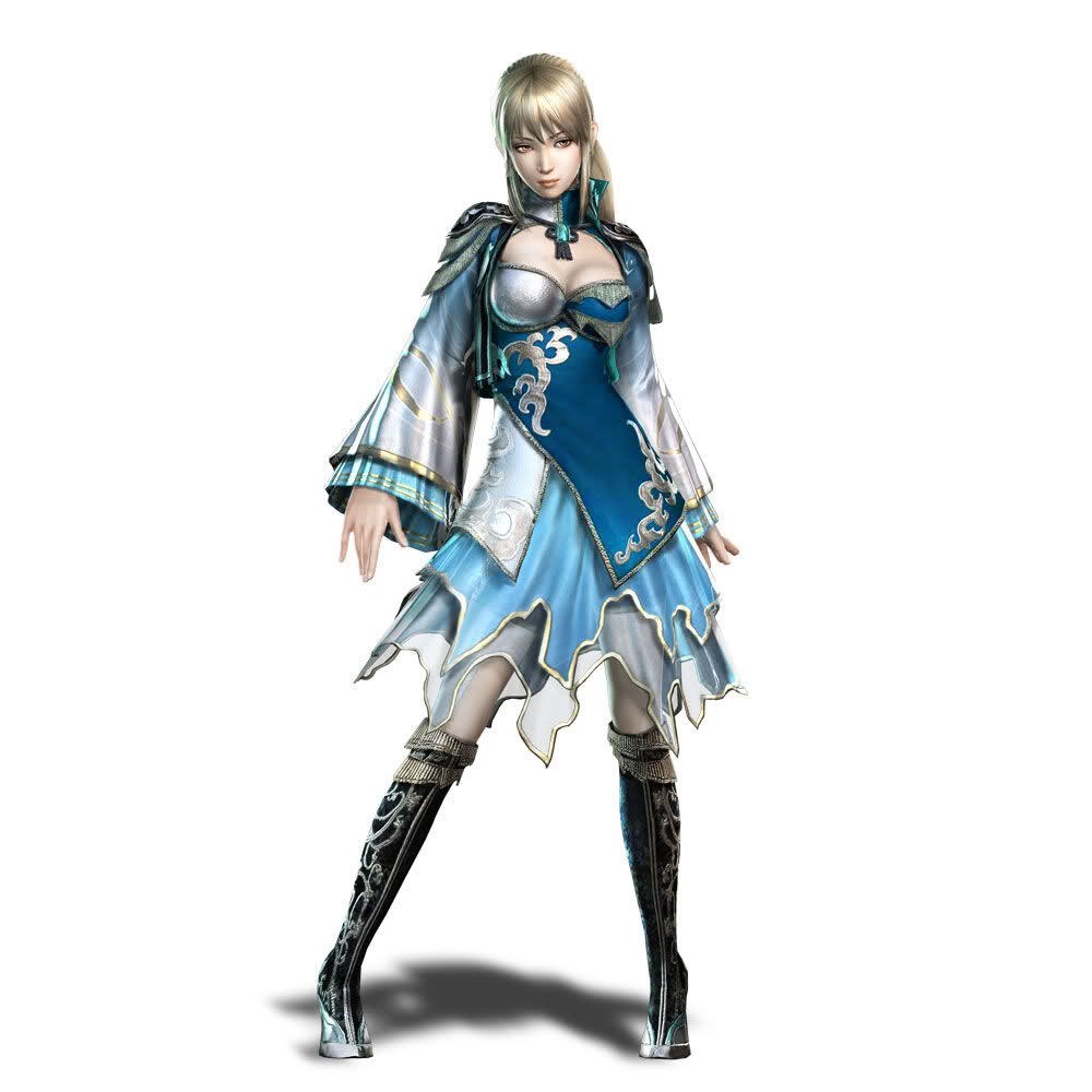 female warrior in blue armor