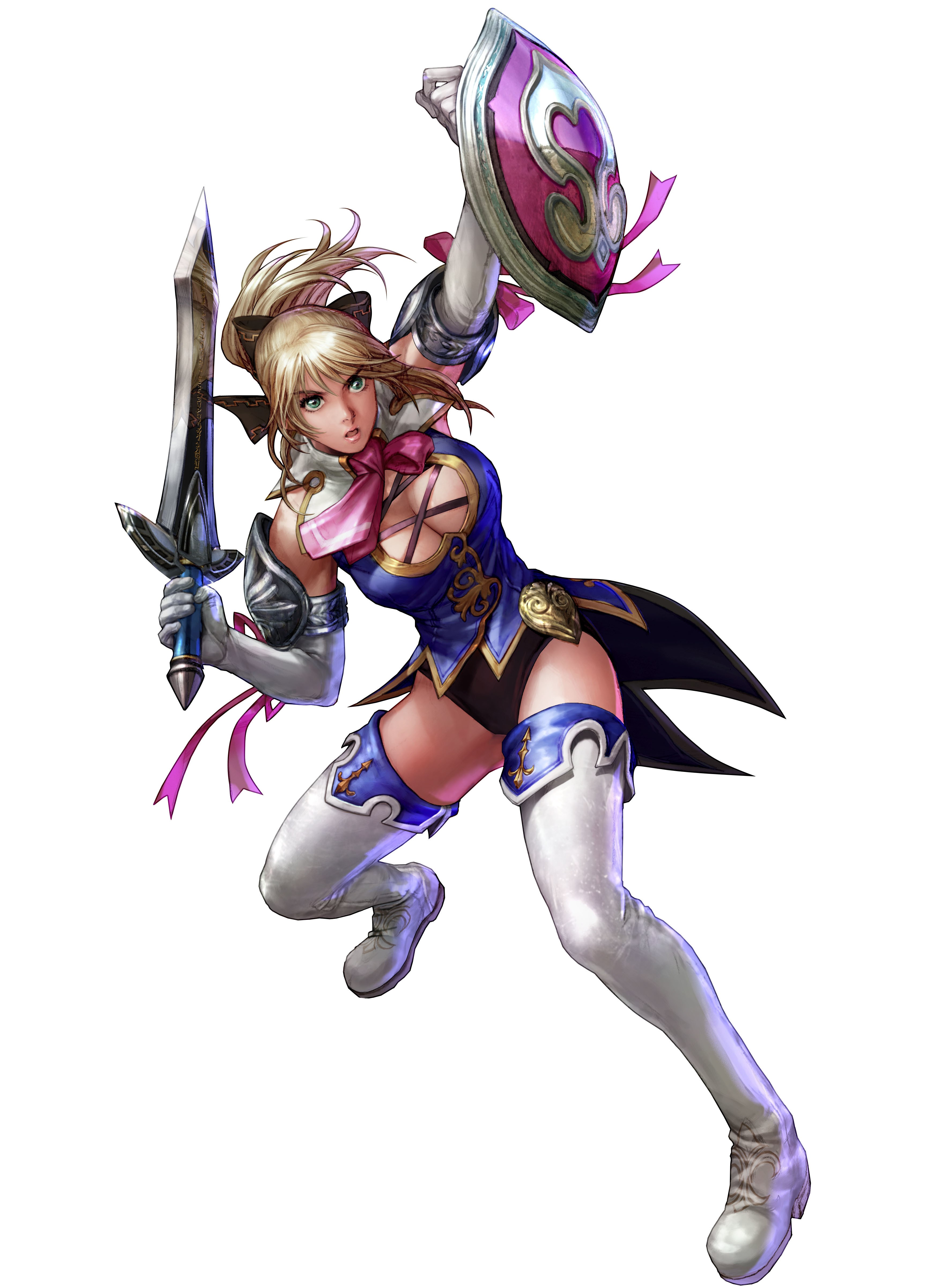 female warrior in blue armor
