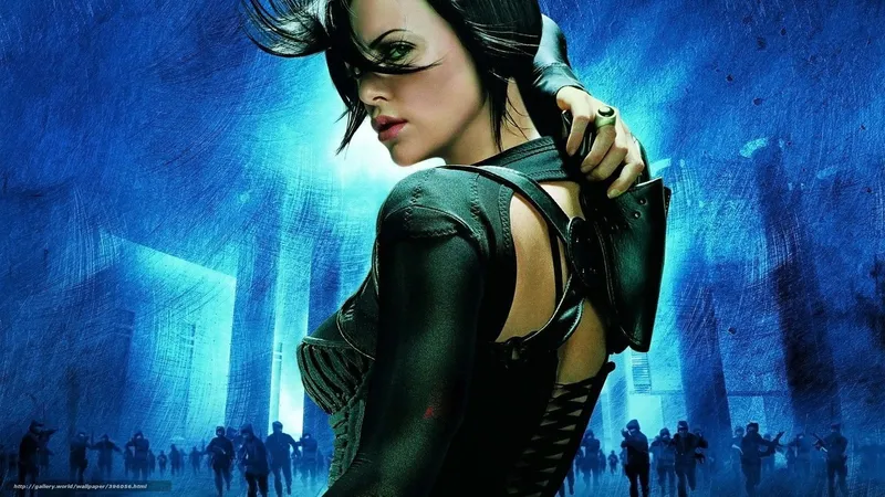 female warrior in blue city