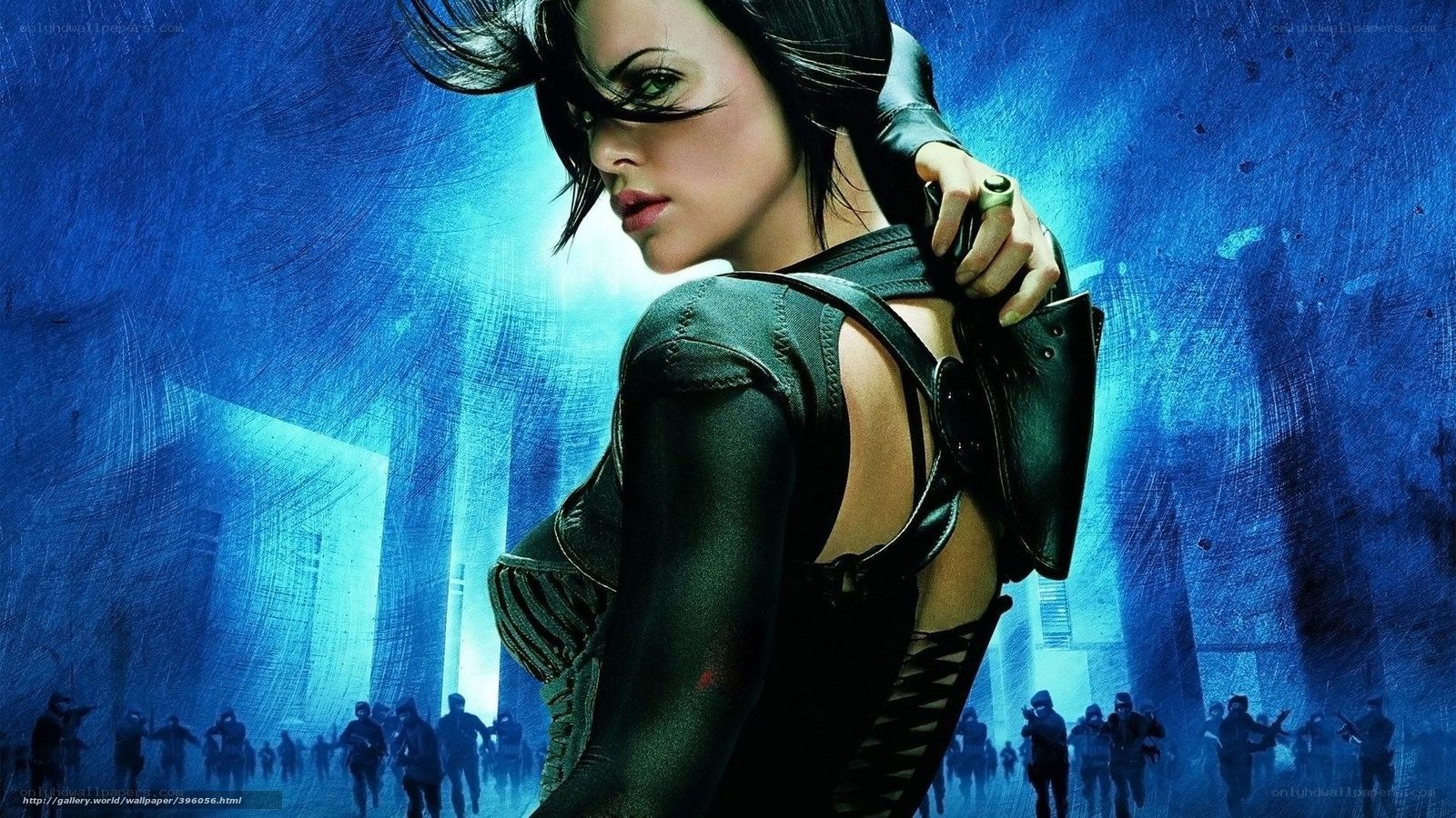 female warrior in blue city