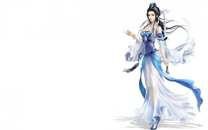 Female Warrior in Blue Dress