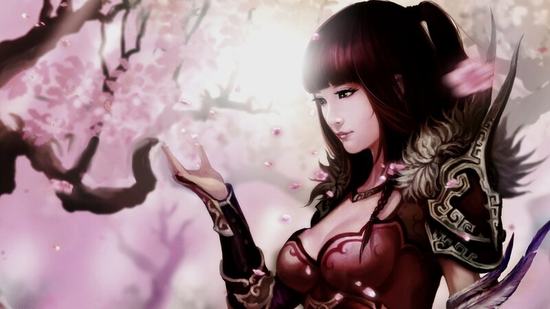 Female Warrior in Cherry Blossoms