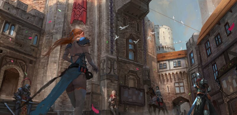 Female Warrior in City
