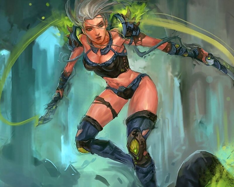 female warrior in combat